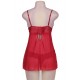 Sweetheart Scalloped Red Lace Decor Babydoll Sweetheart Scalloped Red Lace Decor Babydoll