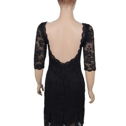 Black Sexy Round Neck Lace Bodycon Dress