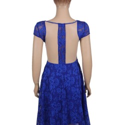Ocean Blue Round Neck Lace Bodycon Dress