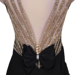 Black Formal Golden Strap Open Back Evening Dress