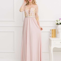 Apricot Transparent Embroidery Gown