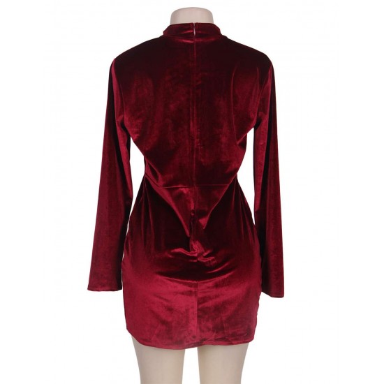 Wine Long Sleeve Bodycon Mini Dress Wine Long Sleeve Bodycon Mini Dress
