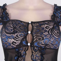 Plus Size Blue Sexy Princess Gown Lingerie with G-string