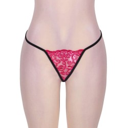 Sheer Black Tulle Pink Embroidered Babydoll