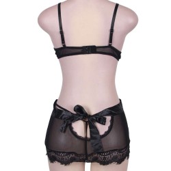 2pc Eyelash Underwire Bra And Skirt Set