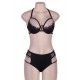 Plus Size Black Halter Sexy Bra Set With Eyelash Plus Size Black Halter Sexy Bra Set With Eyelash