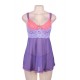 Purple And Pink Lace Cup Babydoll Set Purple And Pink Lace Cup Babydoll Set