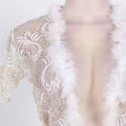 White Sheer Lace Kaftan Robe With Thong