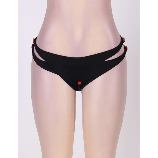 Black Plus Size Crotchless Double Strap Thong Black Plus Size Crotchless Double Strap Thong