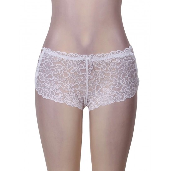 White Plus Size Sexy High Waist Floral Lace Panty White Plus Size Sexy High Waist Floral Lace Panty