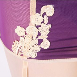 Purple Plus Size Chemise With White Embroidered Flower