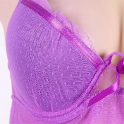 Bright Purple Sheer Mesh Plus Size Babydoll