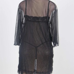 Black Lace Cup 3pcs Mesh Lingerie Set