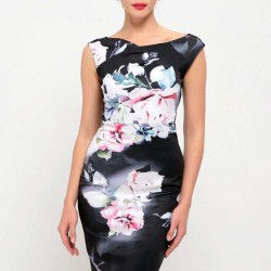 Black Floral Print Dress