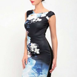 Blue And White Porcelain Print Dress