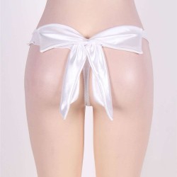 Plus Size Mesh Big Bow Ruffled Thong