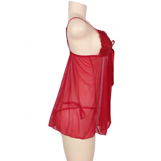 Red Plus Size Elegant Babydoll Red Plus Size Elegant Babydoll