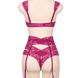 Lace Trim Crisscross Bra Set