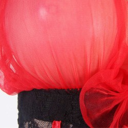 Red And Black Lace Plus Size Open Cup Chemise Dress