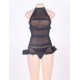 Black Plus Size Banded Mesh Chemise With Chains Black Plus Size Banded Mesh Chemise With Chains