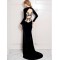 Black Long Sleeve Pattern Back Sheer Prom Dress