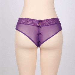 Sexy Holiday Peek A Boo Back Mesh Crotchless Valentines Panty