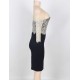 Crochet Shoulder Swing White Lace Blue Midi Dress Crochet Shoulder Swing White Lace Blue Midi Dress