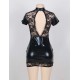 High Neck Black Lace Sexy Mini Leather Dress High Neck Black Lace Sexy Mini Leather Dress