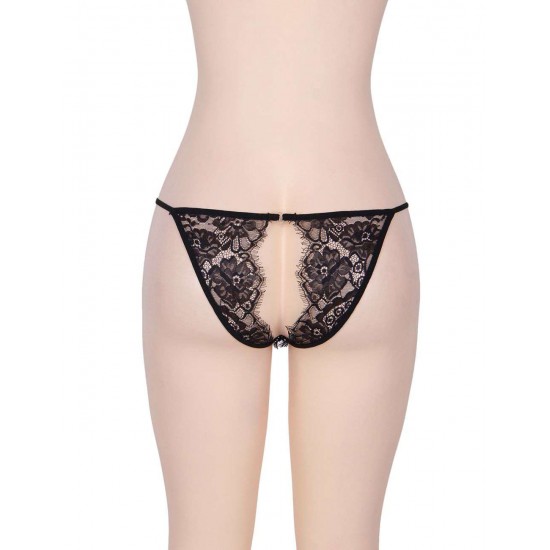 Transparent Lace Babydoll With Hollow Out Panty Transparent Lace Babydoll With Hollow Out Panty