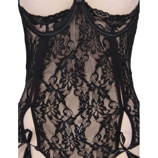 Black Lace Open Bust Teddy Black Lace Open Bust Teddy