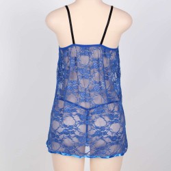 On Sale Blue Sheer Lace Plus Size Babydoll