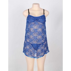 On Sale Blue Sheer Lace Plus Size Babydoll On Sale Blue Sheer Lace Plus Size Babydoll