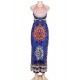 Dark Royal African Pattern Flowered Halter Long Dress Dark Royal African Pattern Flowered Halter Long Dress