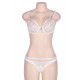 White Eyelash Lace Girdle 2pcs Bra Set White Eyelash Lace Girdle 2pcs Bra Set