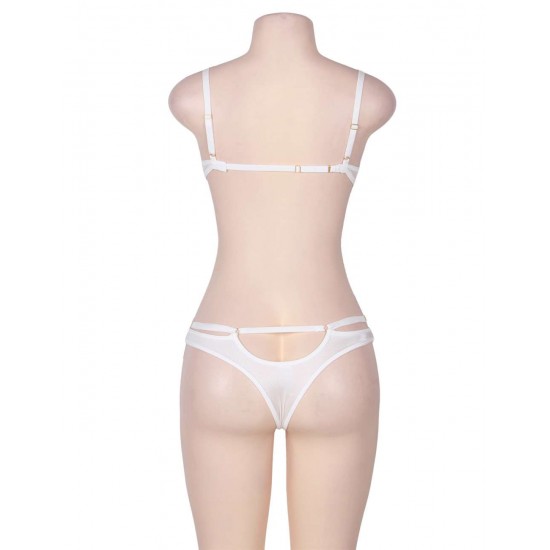 White Eyelash Lace Girdle 2pcs Bra Set White Eyelash Lace Girdle 2pcs Bra Set