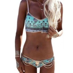 Print Balconette Gypsy Bohemian Green Bikini Swimsuit