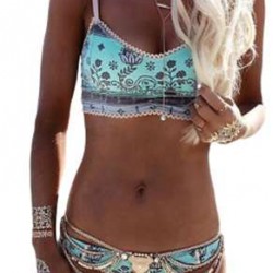 Print Balconette Gypsy Bohemian Green Bikini Swimsuit