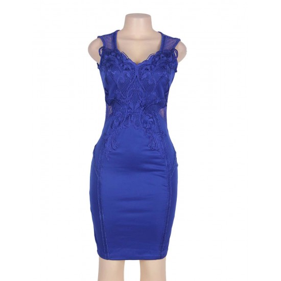 Blue Deluxe Decals Fashion Dress Lace Bodycon Blue Deluxe Decals Fashion Dress Lace Bodycon