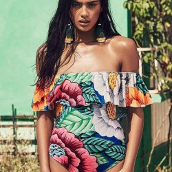 Gorgeous Printing Frill Floral One-piece Bikini