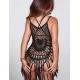 Black Knitted Hollow Out Cool Fringe Beachwear Black Knitted Hollow Out Cool Fringe Beachwear