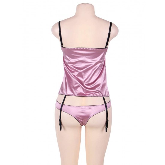 Plus Size Purplish Red Deluxe Satin Lace Bustier Plus Size Purplish Red Deluxe Satin Lace Bustier