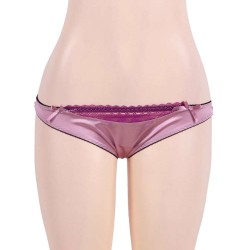 Plus Size Sexy Deluxe Satin Lace Stitching Open Bust Bra Set