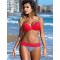 Red Padded Gather Push-up Sexy Bikini Set