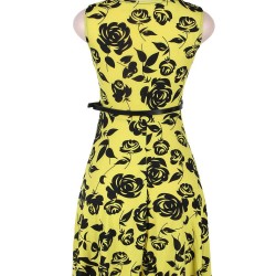 Print rose yellow fashion dress