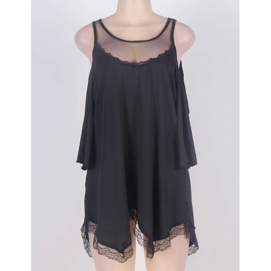 Black Hollow Shoulder Irregular Sexy Skirt Black Hollow Shoulder Irregular Sexy Skirt