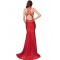 High Neck Red Embroidery Flower Backless Party Dress