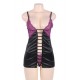 Purple Black Deluxe Satin Multiple Straps Sexy Babydoll Purple Black Deluxe Satin Multiple Straps Sexy Babydoll