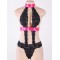 Scalloped Lace Halter Teddy With Pink Satin Ribbon