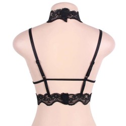 Plus Size Seductive Strappy Choker Lace Bra Lingerie