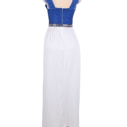 Glamorous Sleeveless White Blue Maxi Dress
